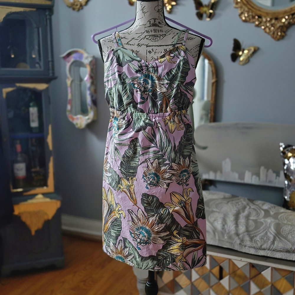 SOLD OUT J. Crew Barbiecore Pink and Green Patterned Dress XXS